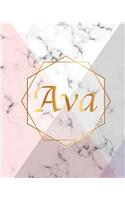 Ava: Gift Luxury Marble Glossy Pink Purple Faux Gold Print Notebook