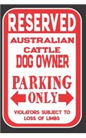 Reserved Australian Cattle Dog Owner Parking Only. Violators Subject To Loss Of Limbs