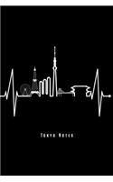 Tokyo Notes: Tokio Skyline Notizbuch Mit Herzschlag Für Japan Fans Planer Tagebuch (Liniert, 15 x 23 cm, 120 Linierte Seiten, 6" x 9") Lustiges Geschenk Für Toki