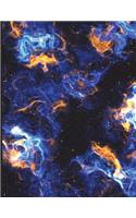 Unruled (Unlined) Blank Composition Notebook (8.5"x11" inches) 200 Pages: Blue Fires Cover Design