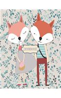 Notebook: Cute fox in love on grey cover and Lined pages, Extra large (8.5 x 11) inches, 110 pages, White paper(5 Cute Fox in Love on Grey Notebook)