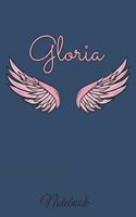 Gloria Notebook: A beautiful personalized angel wings soft cover notebook with 100 lined pages in 6x9 inch format. Personal Diary Personalized Journal Customized Jou