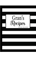 Gran's Recipes Black Stripe Blank Cookbook
