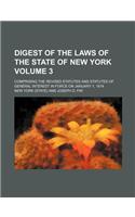 Digest of the Laws of the State of New York Volume 3; Comprising the Revised Statutes and Statutes of General Interest in Force on January 1, 1874