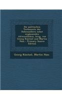 Die Politischen Testamente Der Hohenzollern Nebst Erganzenden Aktenstucken, Hrsg. Von Georg Kuntzel Und Martin Hass