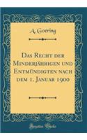 Das Recht Der MinderjÃ¤hrigen Und EntmÃ¼ndigten Nach Dem 1. Januar 1900 (Classic Reprint)