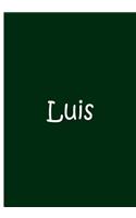Luis - Green Personalized Notebook / Blank Lined Pages / Soft Matte Cover