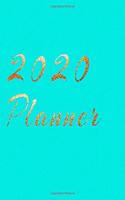 2020 Planner Weekly and Monthly Jan 1, 2020 to Dec 31, 2020 year planner gilt Auric Aureate & golden style lover Turquoise Cover day by day scheduler agenda Weekly & Monthly Planner & planning Calendar Views