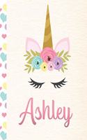 Ashley: Personalized Unicorn Journal For Girls - 8.5x11 110 Pages Notebook/Diary With Pink Name