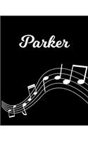 Parker: Sheet Music Note Manuscript Notebook Paper - Personalized Custom First Name Initial P - Musician Composer Instrument Composition Book - 12 Staves a 