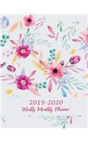 2019-2020 Weekly Monthly Planner: Pretty Floral Flowers, Two year Academic 2019-2020 Calendar Book, Weekly/Monthly/Yearly Calendar Journal, Large 8.5" x 11" Daily journal Planner, 24