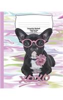 French Bulldog Handwriting Notebook for Kids: Composition Back to School, Marble - 7.5 x 9.25 In - 120 Pages - Handwriting Print Practice