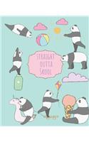 Straight Outta Skool: Cute cartoon panda notebook, notepad journal or blank book. Summer fun holidays theme. Adorable cool hand drawn panda illustrations featuring pandas