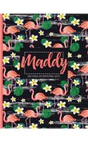 Maddy: Black Personalized Lined Journal with Inspirational Quotes