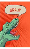 Brady: Personalized Dino Blood Sugar Diet Diary Journal Log 120 Pages 6x9