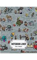 Notebook Lined Cartoon: Notebook Journal Diary