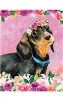 My Big Fat Journal Notebook For Dog Lovers Black and Tan Dachshund In Flowers: 300 Plus Pages, Jumbo Sized Plain, Blank Unlined Journal Notebook For Journaling, Writing, Planning and Doodling In Large 8.5 by 11 Size.