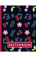 Sketchbook: Cute Cherries Sketchbook for Kids: 118+ Pages of 8.5" x 11" Blank Paper for Drawing, Doodling or Sketching