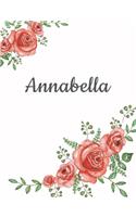 Annabella: Personalized Composition Notebook - Vintage Floral Pattern (Red Rose Blooms). College Ruled (Lined) Journal for School Notes, Diary, Journaling. Flo