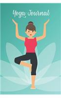 Yoga Journal: 6 x 9 Inch Yoga Notebook 118 Lined Pages (6x9 Diary) - Woman in Yoga Pose with Lotus Flower on Teal Background