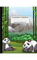 Composition Notebook College Ruled 120p 8" x 10": Cute Mountain Pandas in Bamboo Forest - Blank Ruled Panda Notebook Journal for Girls Boys Adults School Kids Teachers and Students.