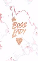 Boss Lady: Inspirational Quote Notebook, Elegant White Marble and Rose Gold - 8 x 10, 120 College Ruled Pages