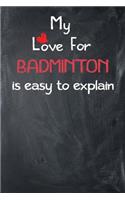 My Love for Badminton Is Easy to Explain: Lined Journal