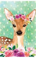 Journal Notebook For Animal Lovers Female Deer In Flowers: 162 Lined and Numbered Pages With Index Blank Journal For Journaling, Writing, Planning and Doodling.