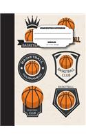 Composition notebook unruled 8.5 x 11 inch 200 page, Basketball club