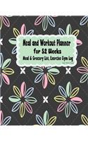 Meal and Workout Planner for 52 Weeks: Meal & Grocery List, Exercise Gym Log: Weekly Planner Diary Journal to record your Meal, Shopping List, Workout. Everyone changing your motivative a