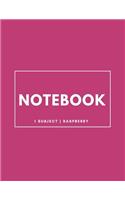Notebook 1 Subject: Raspberry: Notebook 8.5 X 11: Notebook 100 Pages