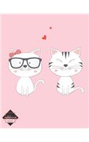 Notebook: cat white in love but cat black heartbroken on pink cover and Dot Graph Line Sketch pages, Extra large (8.5 x 11) inches, 110 pages, White paper, Sk(1 Notebook)