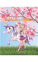 My Unicorn Notebook: Composition Notebook Wide College Ruled, Japanese Anime Unicorn Cover Back To School Kids Student Gift, Cherry Blossom Design(1 Cute Unicorn Journals)