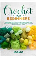Crochet for Beginners: Learn step by step Crocheting with picture illustrations, Crochet patterns and stitches (Quick and easy guide).