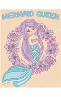 Mermaid queen: Cute Notebook for Girls Teens Kids Journal College Ruled Blank Lined (8.5 x 11") Large nootbook School Diary Softback Cover Mermaid Lover Gifts