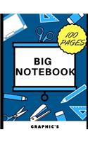 Big Notebook: 100 blank pages - blue