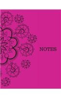 Notes: Lined Notebook Pink and Black Mandala