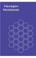 Hexagon Notebook: 108 Page Hexagon Graph Paper Notebook: 6x9 Medium Sized: Blue & White Cover