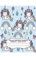 Primary Composition Notebook: Little Unicorn Series Primary Composition Notebook Grades K-2 Story Journal: Picture Space and Dashed Midline Kindergarten to Early Childhood 110 St