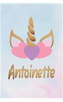 Antoinette: Personalized First Name Unicorn Gift Birthday Girl Notebook Journal 104 Pages