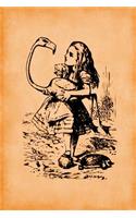 Alice in Wonderland Vintage Bullet Dot Grid Journal - Alice and The Flamingo (Orange)