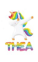 Thea: Thea 6x9 Journal Notebook Dabbing Unicorn Rainbow