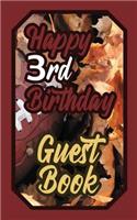 Happy 3rd Birthday Guest Book: 3 Third Three American Football Celebration Rugby Message Logbook for Visitors Family and Friends to Write in Comments & Best Wishes Gift Log (Gridi