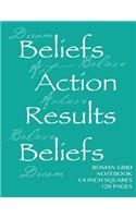 Roman Grid Notebook 1/4 inch squares 120 pages: Beliefs, Actions, Results Notebook with green cover, squared notebook, roman grid of quarter inch squares, perfect bound, ideal for writing, math su