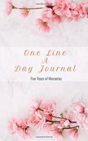 One Line A Day Journal: Five Years of Memories, Diary, Dated and Lined Book, Marbel, Floral, best size 6x9