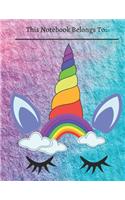 Dreamy Unicorn Long Lashes Rainbow Clouds Notebook for School