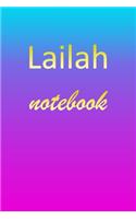 Lailah: Blank Notebook - Wide Ruled Lined Paper Notepad - Writing Pad Practice Journal - Custom Personalized First Name Initial L Blue Purple Gold - Taking 