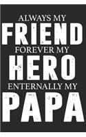 Always my friend forever my hero enternally my papa: Paperback Book With Prompts About What I Love About Dad/ Father's Day/ Birthday Gifts From Son/Daughter