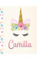 Camilla: 2020. Personalized Weekly Unicorn Planner For Girls. 8.5x11 Week Per Page 2020 Planner/Diary With Pink Name