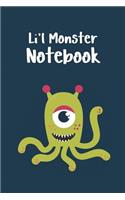 Li'l Monster Notebook: Cute Monster Notebook for Kids (6X9 Lined)(41 School Notebooks)